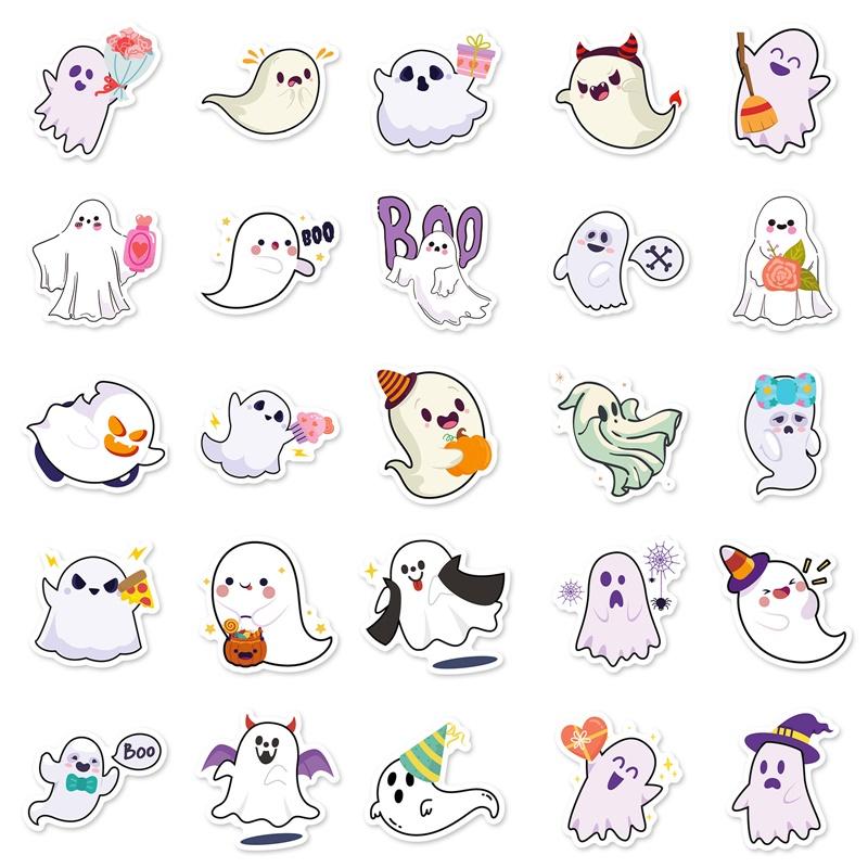 10/30/50PCS Cartoon Ghost PVC Sticky Sticker Aesthetic DIY Decoration Scrapbooking Hand Accounting Stationery Supplies