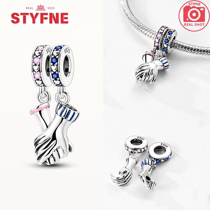 Exquisite Original Couple Love Boy&Girl Dangle Charms Heart Beads Copper Bracelet For Women Diy Jewelry Gift Charms Beads