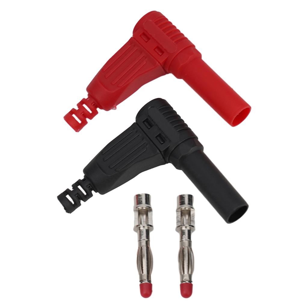 4mm Male Right Angle Insulated Banana Connector for Standard Jacks 2 Pack