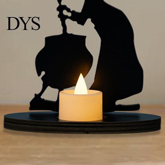 Halloween Decoration Witch Ornament Scary Old Desktop Wooden Party Decorations Candle Holder Gift Witch-themed Decor
