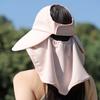 Empty Top Sun Protection Hat Women'S Outdoor Uv Protection Large Brim Tea Picking Hat Empty Top Shawl Neck Protection Sun Hat