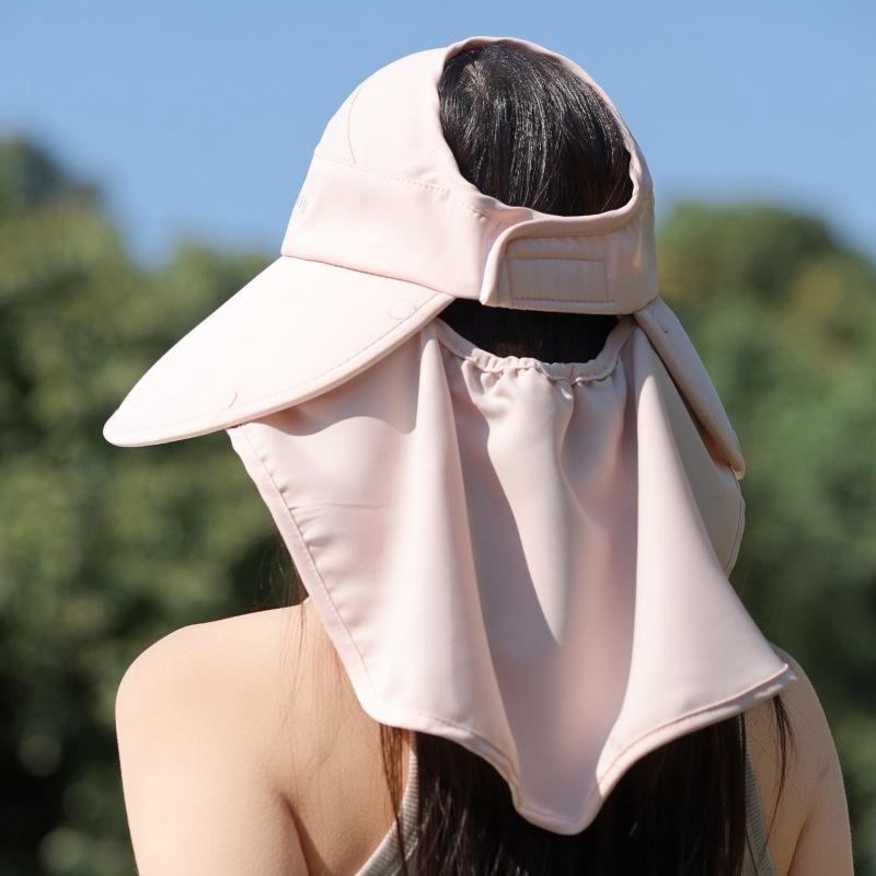 Empty Top Sun Protection Hat Women'S Outdoor Uv Protection Large Brim Tea Picking Hat Empty Top Shawl Neck Protection Sun Hat