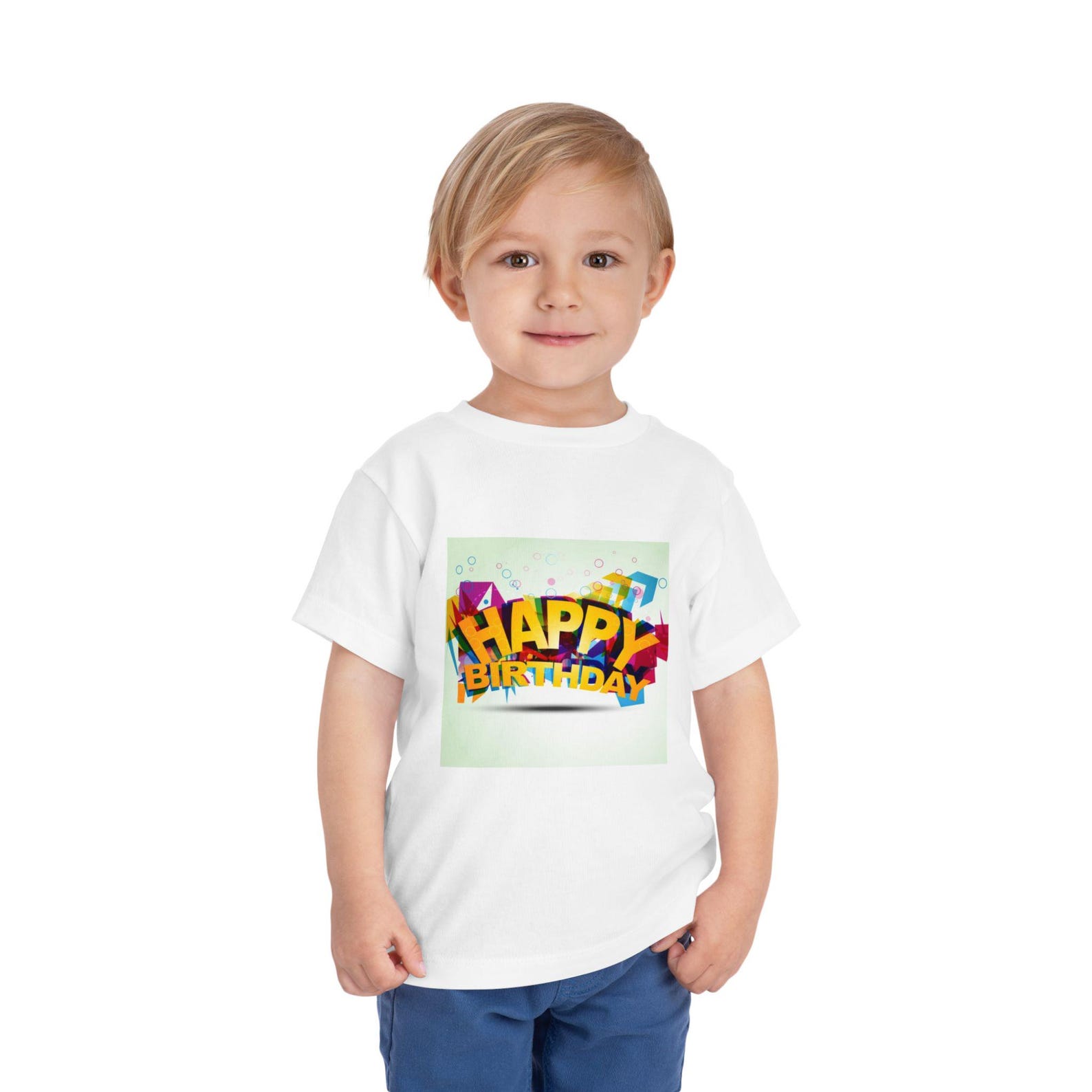Happy Birthday Graphic Toddler Tee | Colorful Party Letters 140