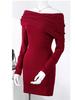 Women's Red Off-Shoulder Bodycon Dress with Overcoat - Slim-Fit, Sexy Autumn/Winter Outfit for Mature Women