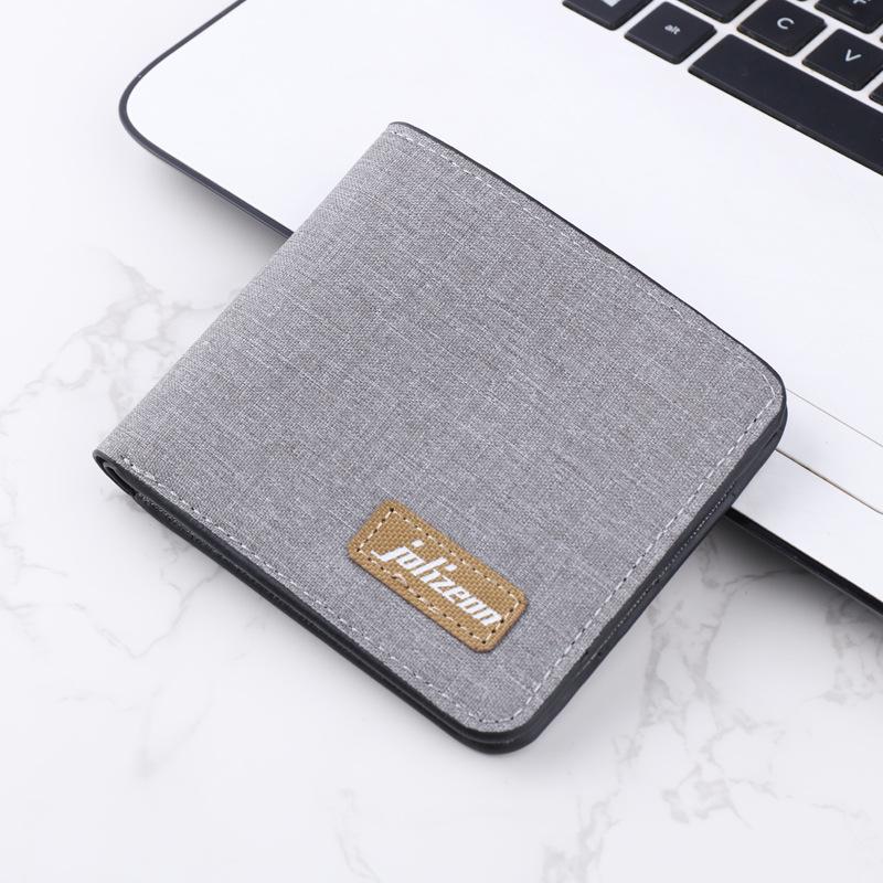 Men's Super Thin Canvas and Leather Zipper Wallet