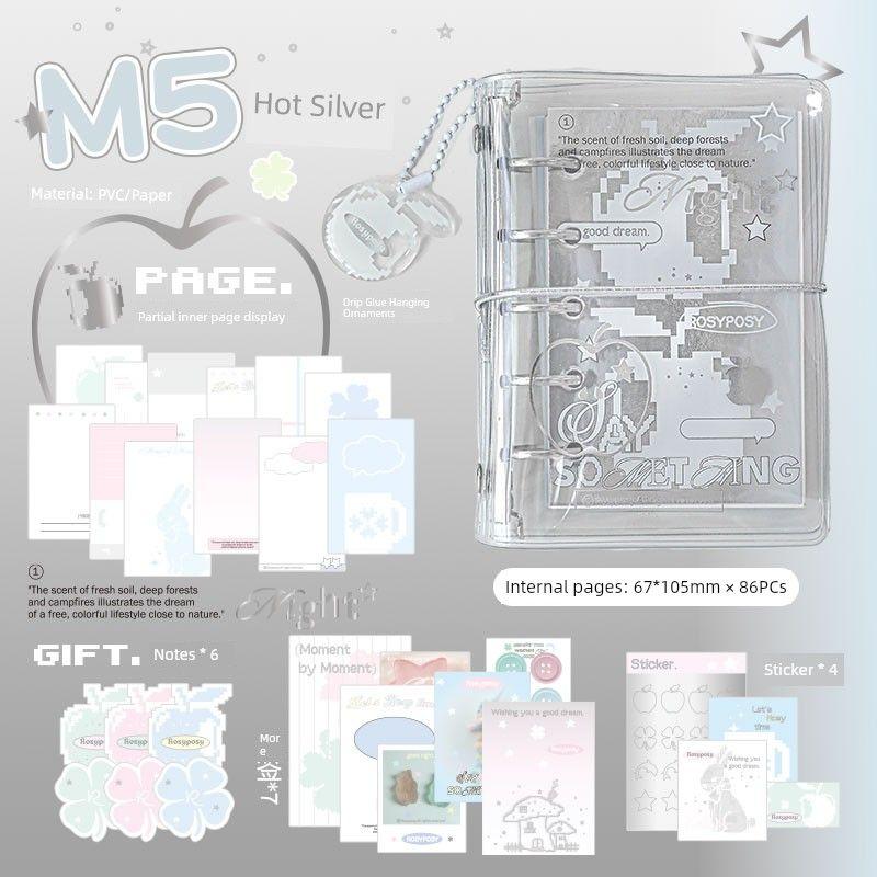 

Rosyposy Soft Set Notebook Book M5 Journal Book Good-looking Ins Style Excerpts Diary Notepad white-white