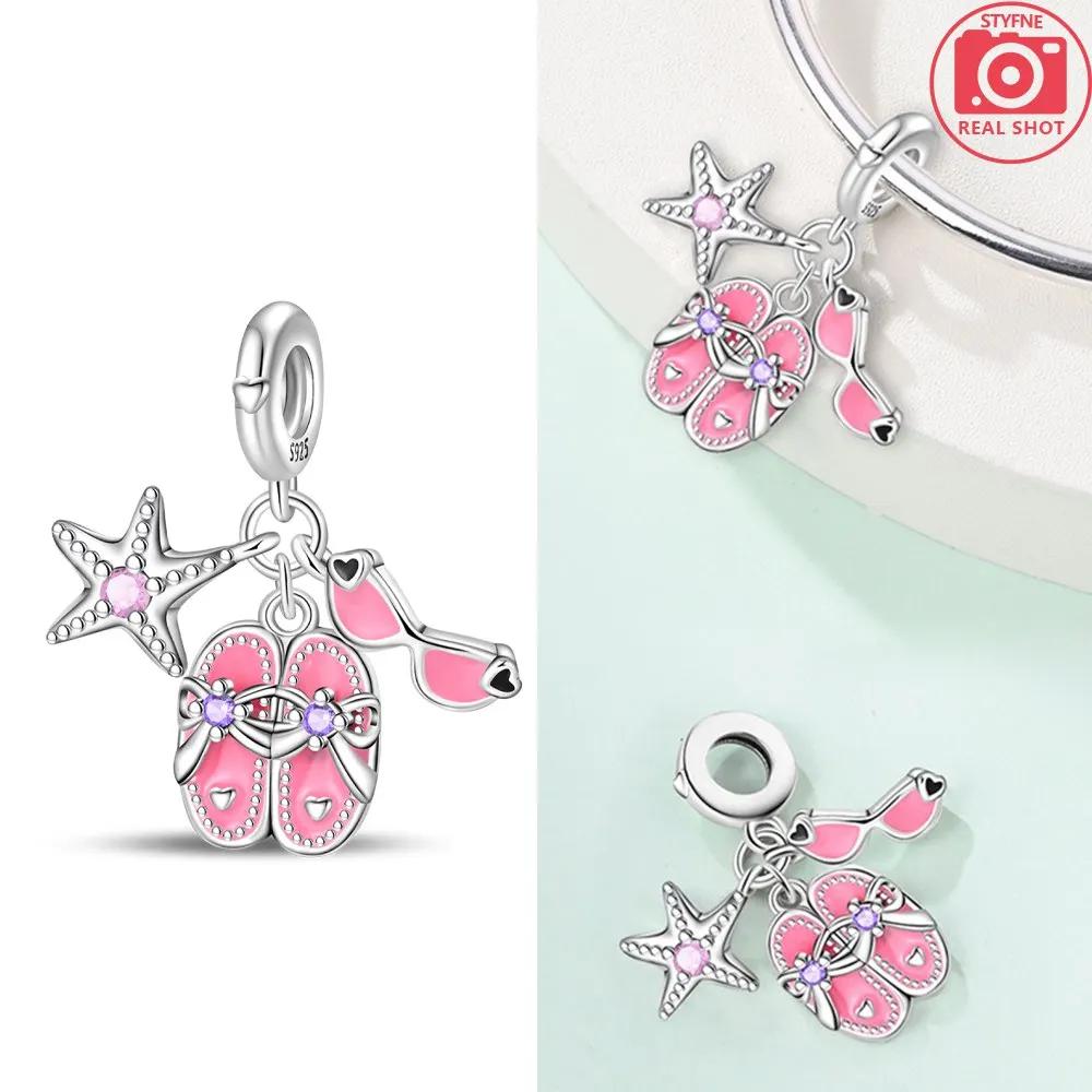 Summer Cocktail Pendant Copper Colors Charm Beads Fit Original Charms Bracelet Beads For Women Jewelry Making Gifts