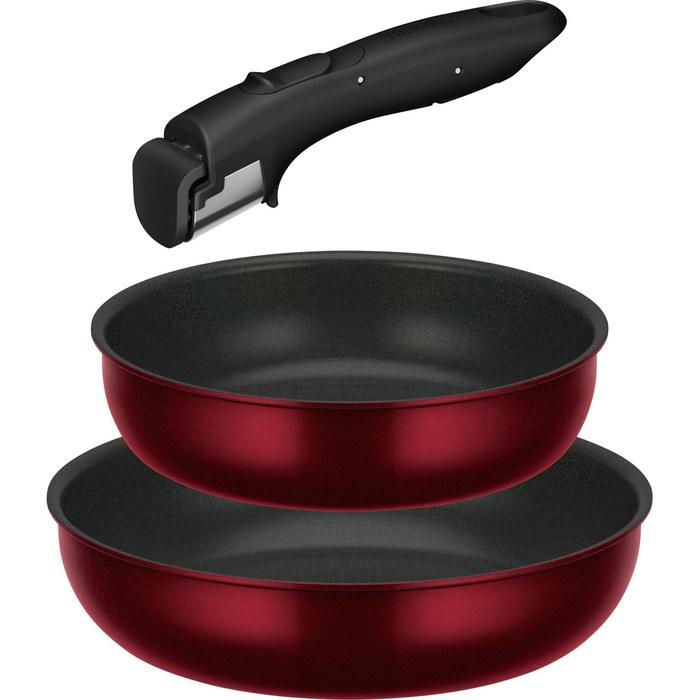 Thermos Durable Series 3-Piece Detachable Handle Fry Pan Set DA, Deep Red (IH & Gas Compatible) KSD-3A DR