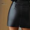 High Waist Skirt Women Mini Tight Faux Leather Irregular Solid Color Slim Fit Hip Sheath A-line Smooth Soft Club OL Commute Casual Short High-waisted