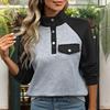 Sweatshirt mit Stehkragen und Kontrastfarbe, lässig, bequem, muskelbepackt, für den Herbst, Damen