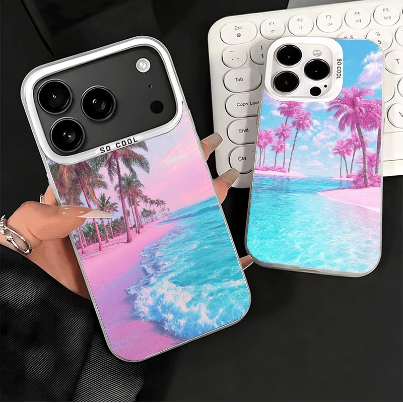 Pink Sunset Beach Dreamy Scenery Shockproof Phone Case for iPhone 17 Air 16 16E 15 Pro Max 14 Plus 13 Mini 12 Back Cover Anti Fa