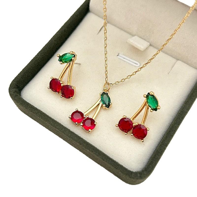 Internet Celebrity Cherry Necklace Fashion Light Luxury Commuter Niche Collarbone Chain Fresh Sweet Gentle Necklace Women