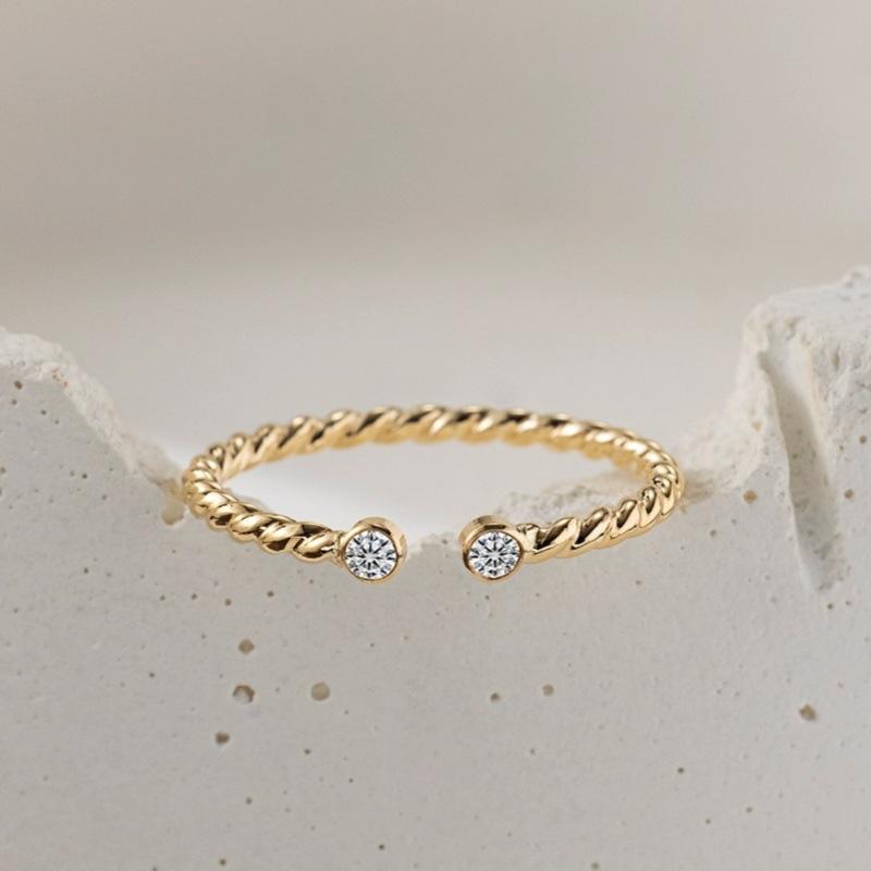 Sterling Silver Twist Series Open-End Zircon Ring Female Twin High Sense Little Finger Ring Little Finger Joint