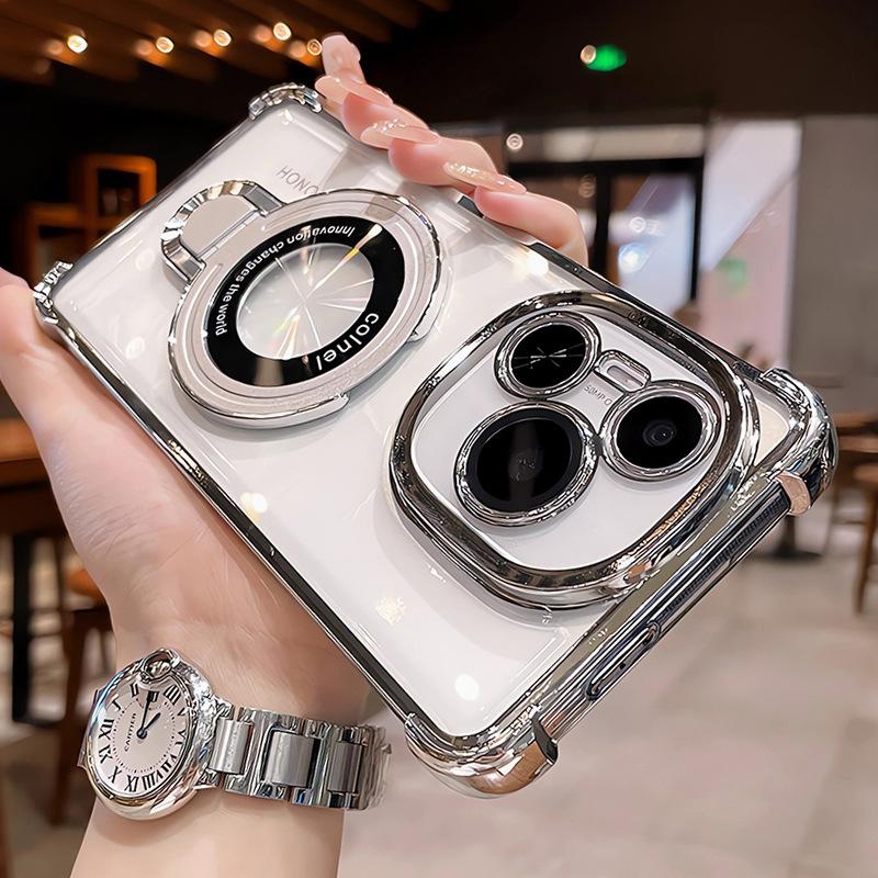 Magnetic suction belt bracket is suitable for Honor power mobile phone case new anti-drop airbag power series high-end transparent