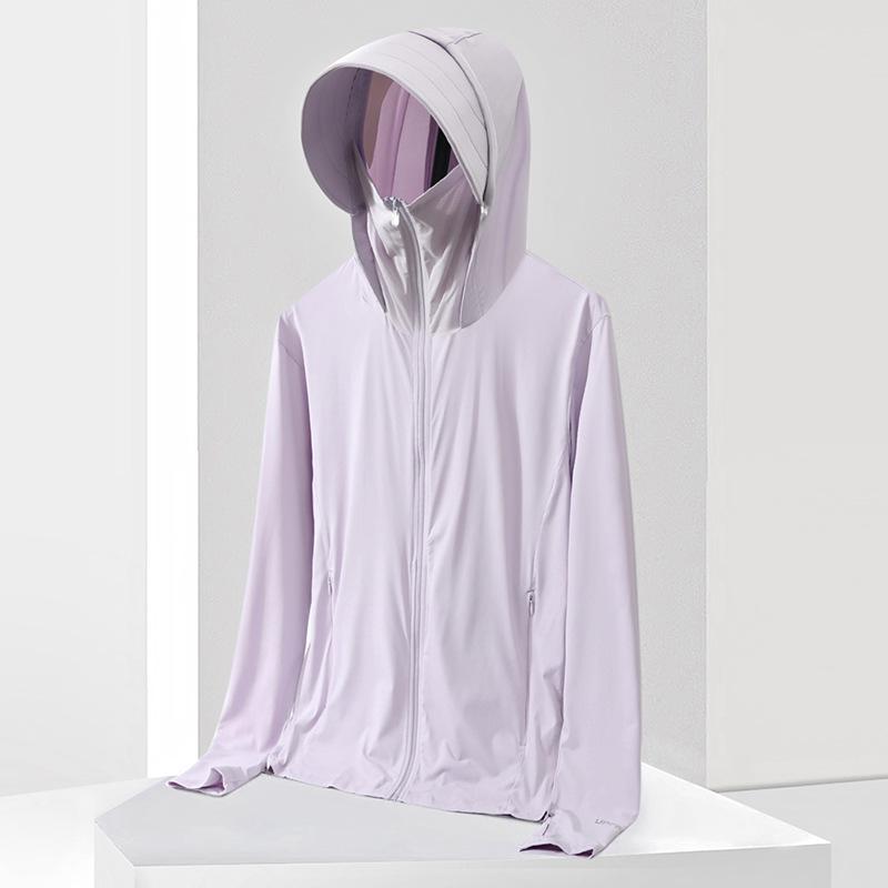 Unisex Ice Silk Sun Protection Jacket with Detachable Hood, UPF50+ Large