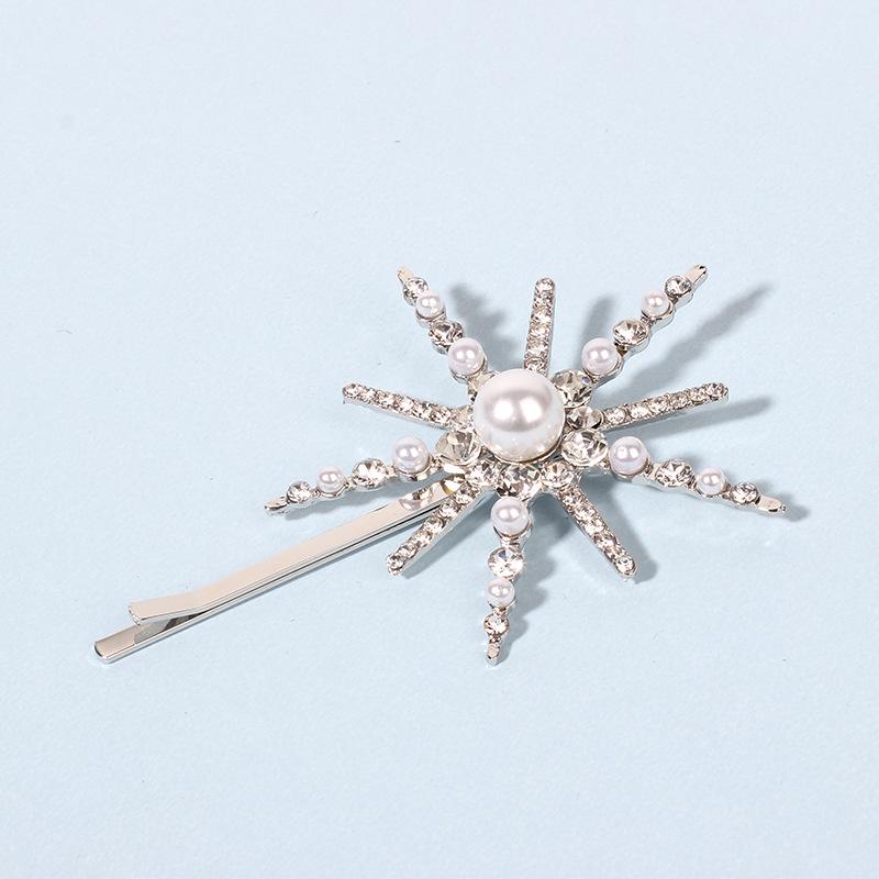 New Geometric Stars Moon Rhinestone Hair Clip Set Snowflake Star Bride Hairpins Women Side Clip Hair Barrettes Hair Accessories