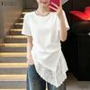 ZANZEA Women Casual Lace Splice Irregular Hem Summer Short Sleeve Blouse Tops