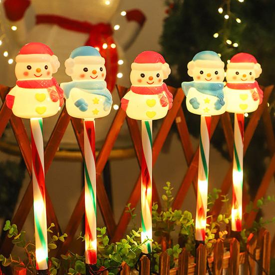 Solar Christmas Lawn Lights Santa Snowman Stake Lamps for Yard Outdoor Warm White LED Garden Lighting