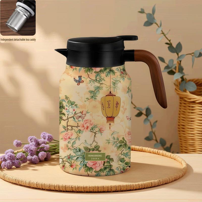 Guochao Large Capacity Insulated Teapot with Tea-Water Separator for Home