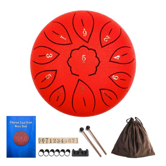 6-Inch Steel Tongue Drum with Mallets Note Stickers Stand 11 Notes Meditation Yoga Sound Therapy Hand Pan Drum Musical Percussion Instrument