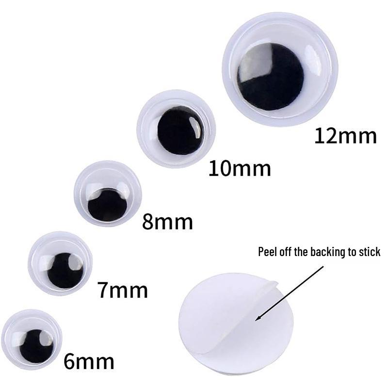 Adhesive Black & White Googly Eyes Assorted for DIY Crafts & Toy Accessories