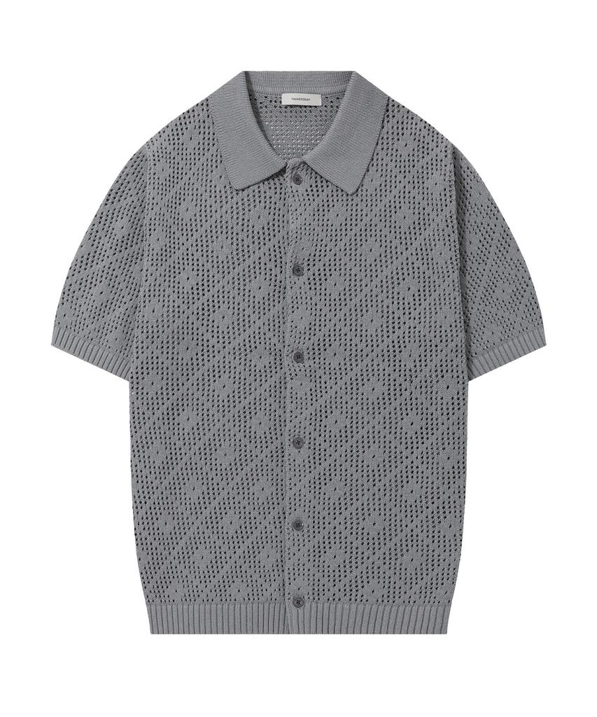 Mannergram Crochet Short Sleeve Collared Knit - 3 Colors