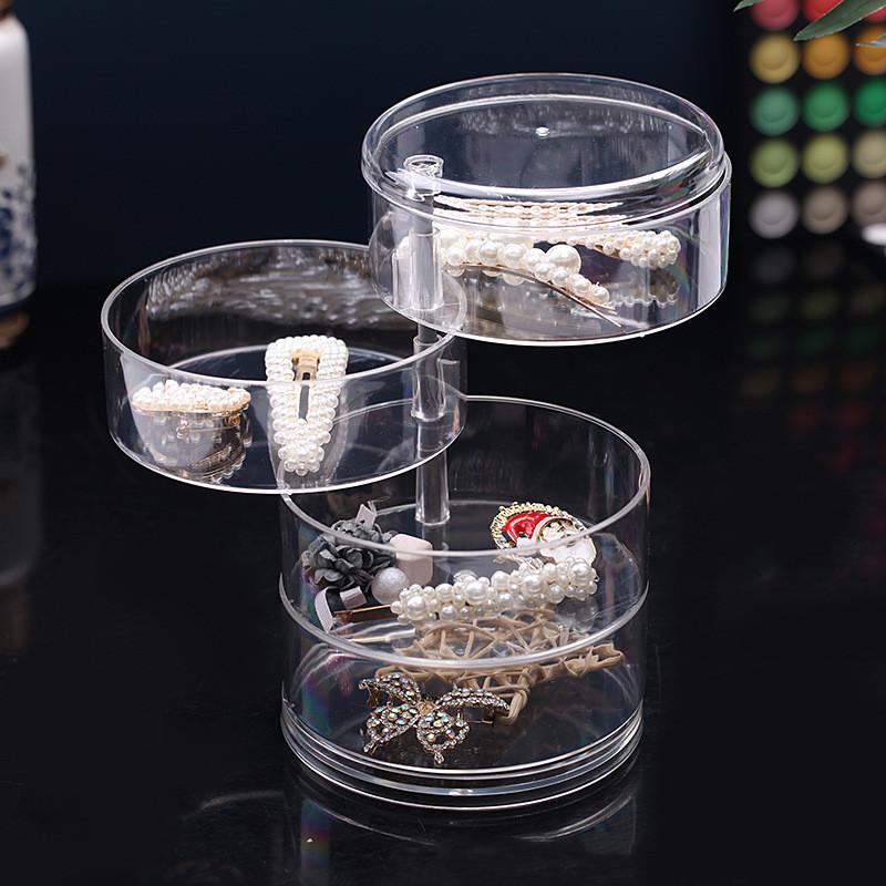 Women Jewelry Hair Accessories Storage Box Hair Tie Container Small Jewelry Box Multi-Layer Storage Box Hair Container Rotatable Storage Box Drawer