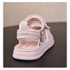 New Spring/Summer Kids' Open-Toe Beach Sandals - Adorable Bear Print Girls' Sandals with Hook & Loop Closure