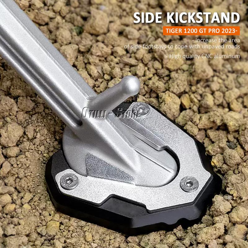 For Tiger 1200 GT Pro For TIGER 1200 GT Explorer 2023 2024 Motorcycle Kickstand Foot Side Stand Extension Pad Support Plate