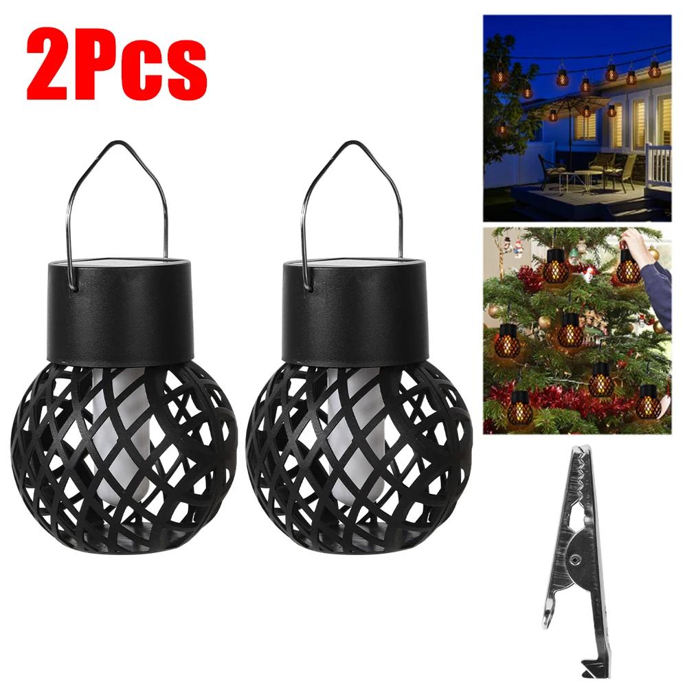 1-4PCSLED Outdoor Flame Effect Hanging Lantern Waterproof Garden Decoration Lamp Solar Fairy Light for Patio Garden Yard