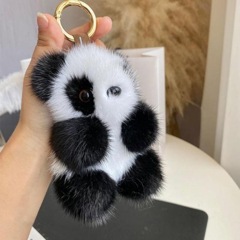 1Pc Small Panda Doll Bag Ornament Keychain Pendant Women Plush Cute