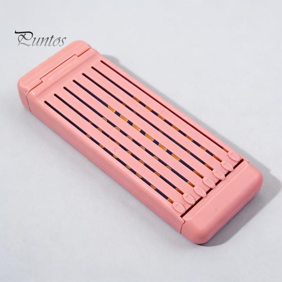 Sliding Button Pen Tray Portable Pencil Case with Magnetic Lock 7 Compartments Multifunctional Waterproof Children Gift Box for Students Kids