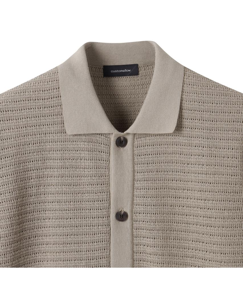 Customellow Beige Mesh Half Sleeve Cardigan Cwwam25312Bex