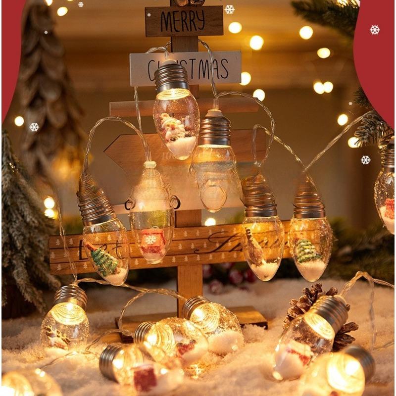 1PC 1.5m 10 Lights LED Christmas Doll Wishing Bottle Lights String Bulb Lights Santa Snowman Christmas Tree Decoration Lights