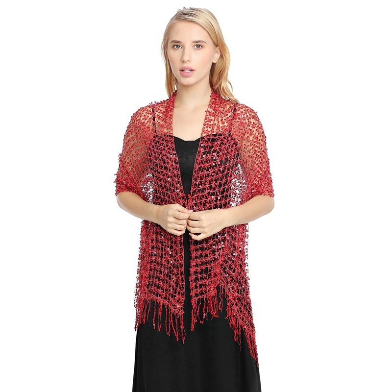 Sequin tassel shawl - women s party evening dress cheongsam dinner embroidered shawl scarf 175cm or more красный