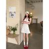 Kumikumi Sweet Gyaru Style Cherry Print Hanging Neck Dress Women Summer Age-Reducing Bow Waist Hugging A- line Skirt