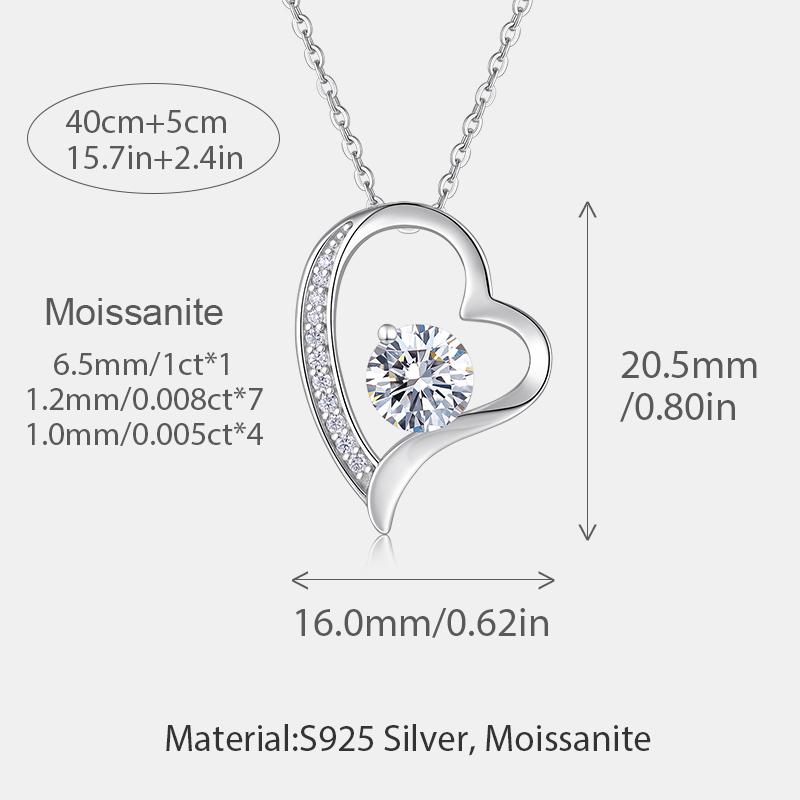 Elegant Heart Double Halo Pendant 925 Sterling Silver Premium Moissanite Crown Design Bridal Fashion Jewelry for Women