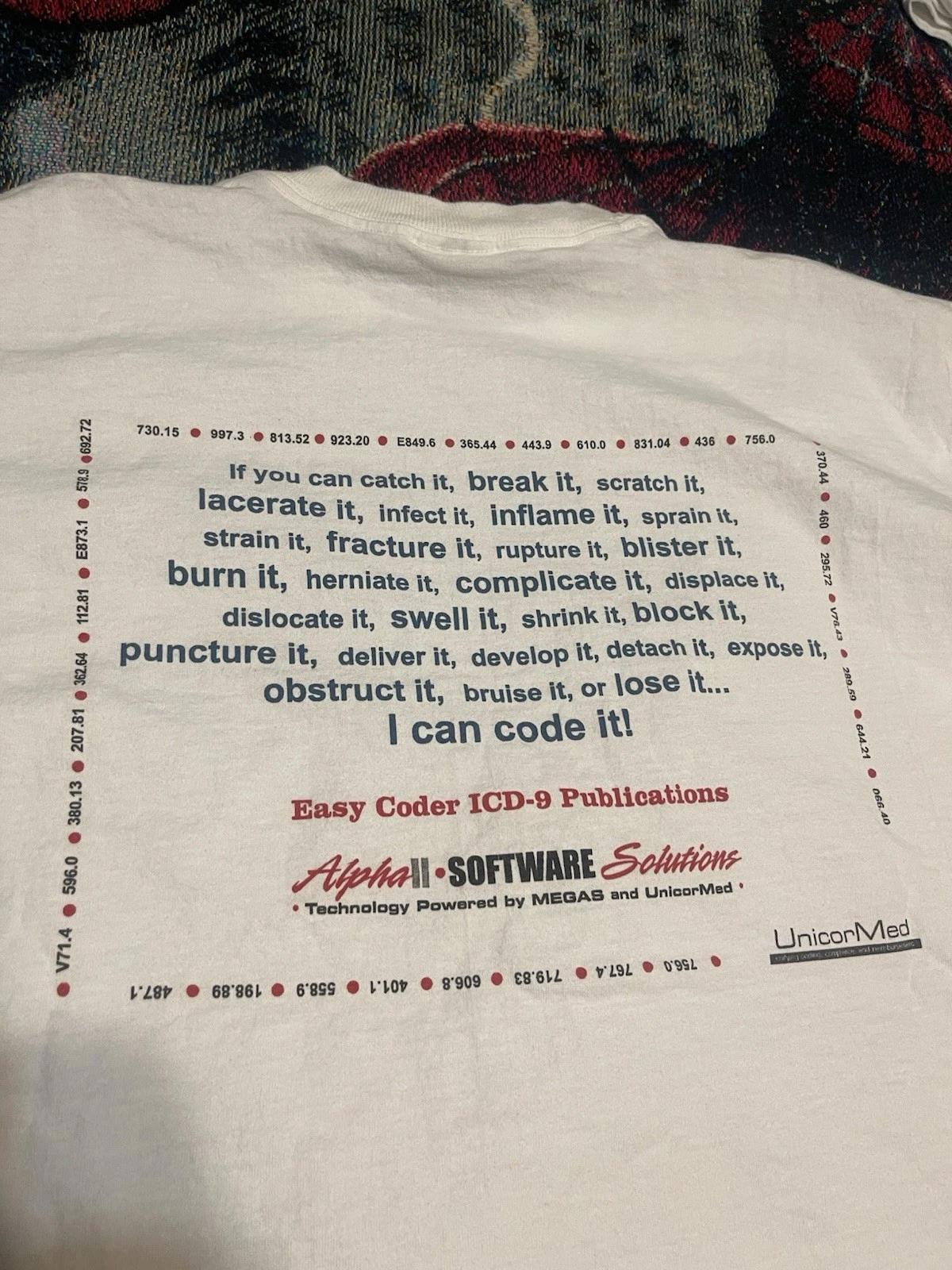 

Vintage Y2K Unicormed Alpha Software Solutions Tech Shirt Men s XL Computer Code 3XL