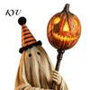 Lustige Halloween-Party-Dekoration, beleuchtete Geisterfigur mit Fernbedienung, Vintage-Harzstatue, leuchtender Kürbis, mysteriöse Feiertagsatmosphäre, Geschenk