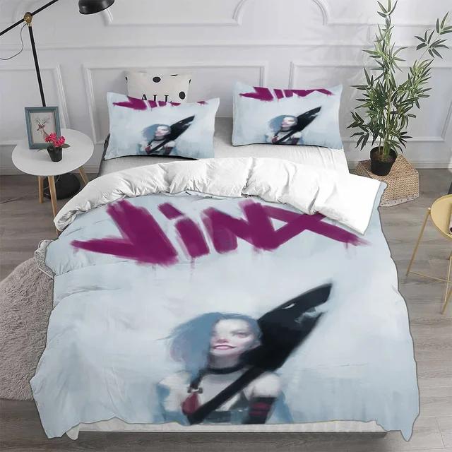 3D Printed Jinx Arcane Bedding Set Pillowcase Duvet Cover Double Twin Full Queen King Adult Kids Bedclothes Quilt Cover