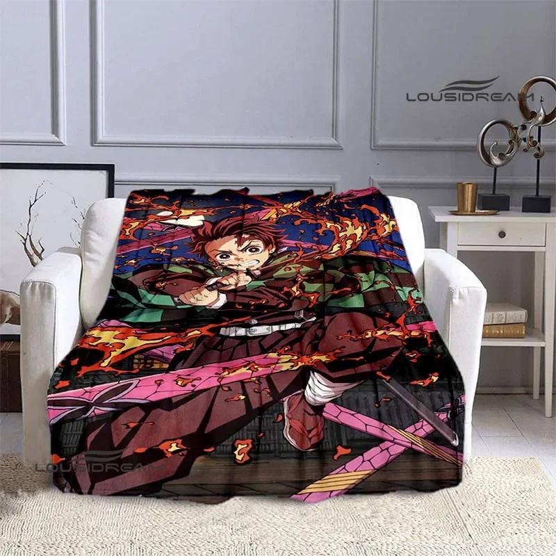 Demon Slayer Cartoon Deka s potiskem Dětské Teplé deky Flanel Měkká a pohodlná podšívka do postele Dárek k narozeninám
