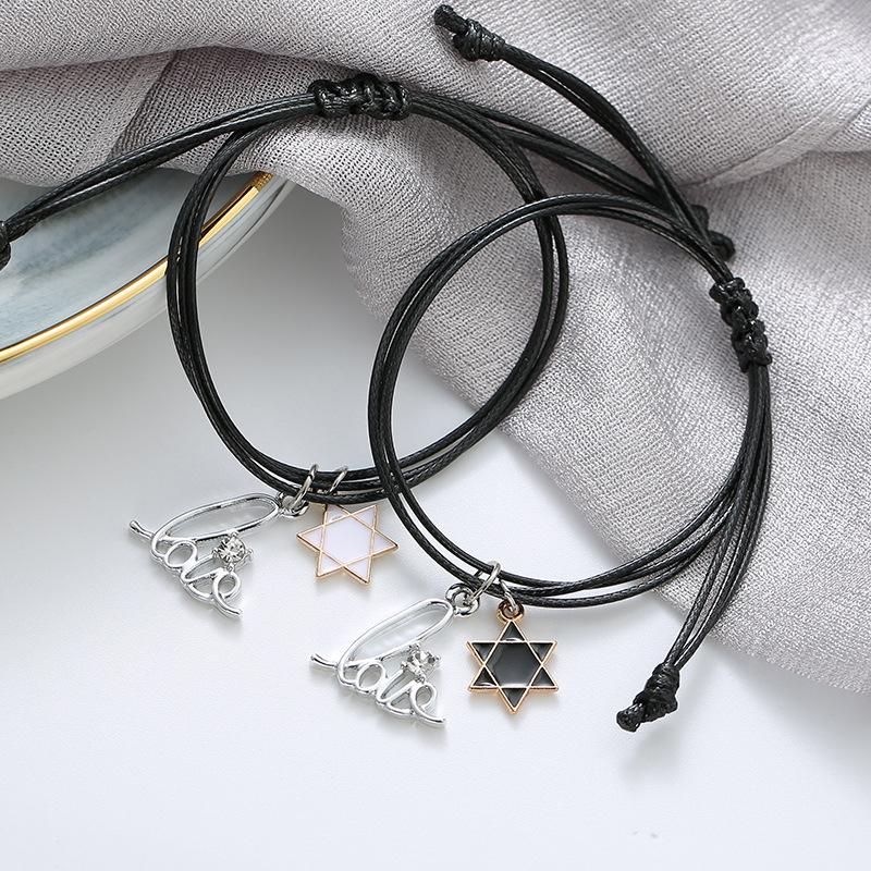 Couple Star Bracelet For Lover Women Men Hand Crafted Adjustable Rope Friends Relationship Matching Bracelets Jewelry Gift