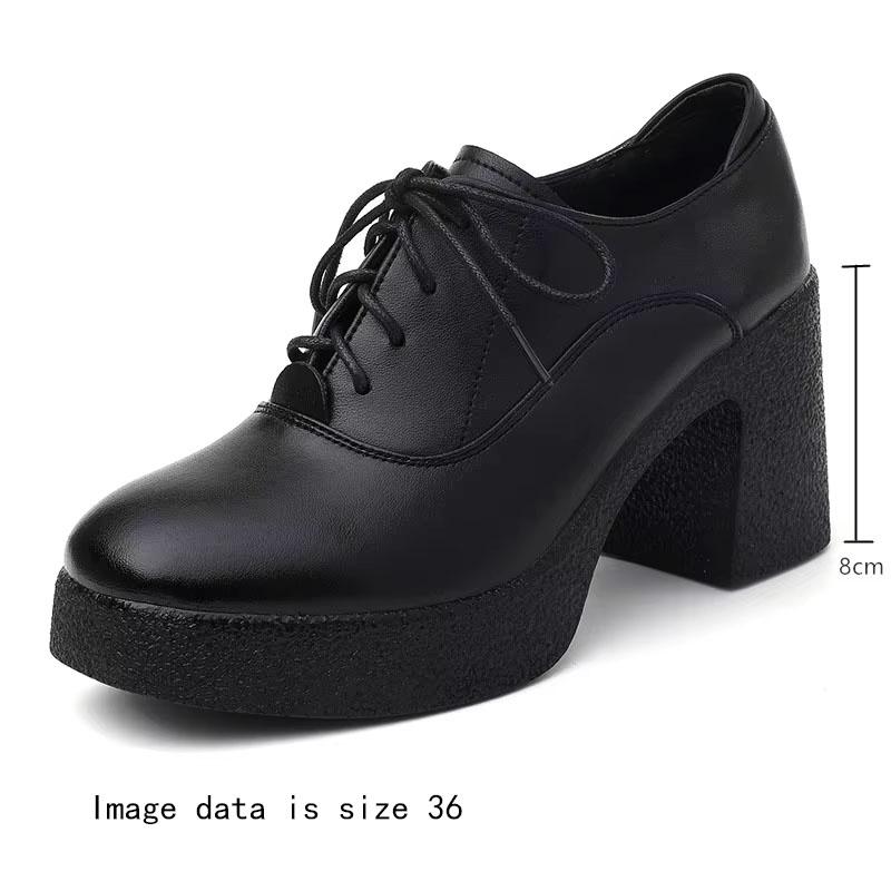 Fashion AIYUQI Women High Heels Autumn New Genuine Leather Platform Women Business Dress Shoes Lace-up British Style Office Shoes Women