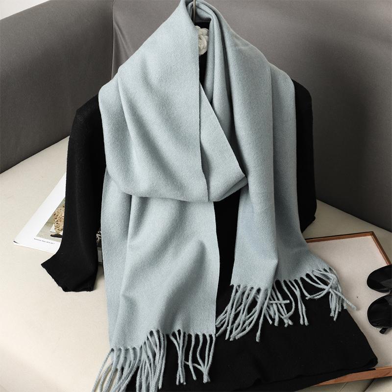 Nytt 62 farger Vinterskjerf for kvinner Langt Varmt Kasjmirskjerf Hijab Ensfarget Dame Sjal Wrap Kvinnelig Pashmina Bandana Hodeskjerf