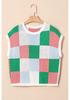 Summer Color Block Round Neck Women's Short Sleeve Pullover Sweater - European & American Fashion Style