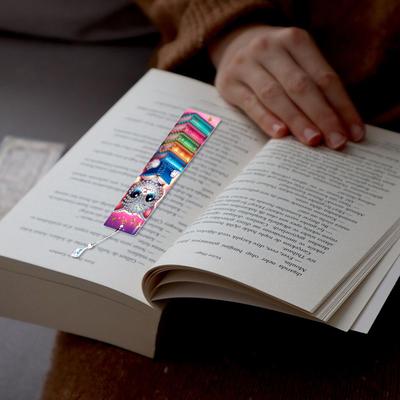 4 Peças Marcadores de Livro Pintura Diamante Animal Forma Especial com Pingente Kits de Marcadores de Livro Pintura Diamante DIY para Adultos Amantes de Livros
