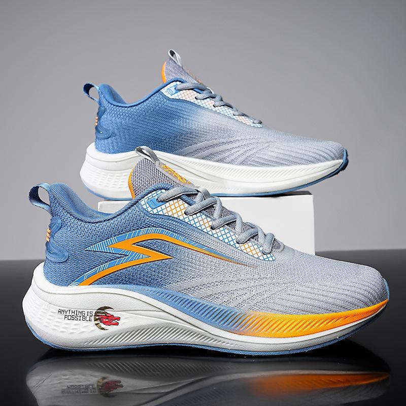 Running shoes popcorn sole carbon plate non-slip fly weaving summer breathable youth fashion sports shoes men's physical training shoes