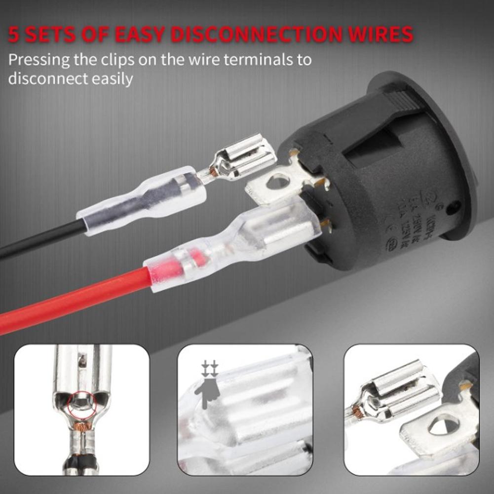 5PCS Round Rocker Switch ON Off SPST 20mm Mini 12 Volt Toggle Switch 12V for Car Automotive RV 2 Pin Switch 120V Wired KCD1