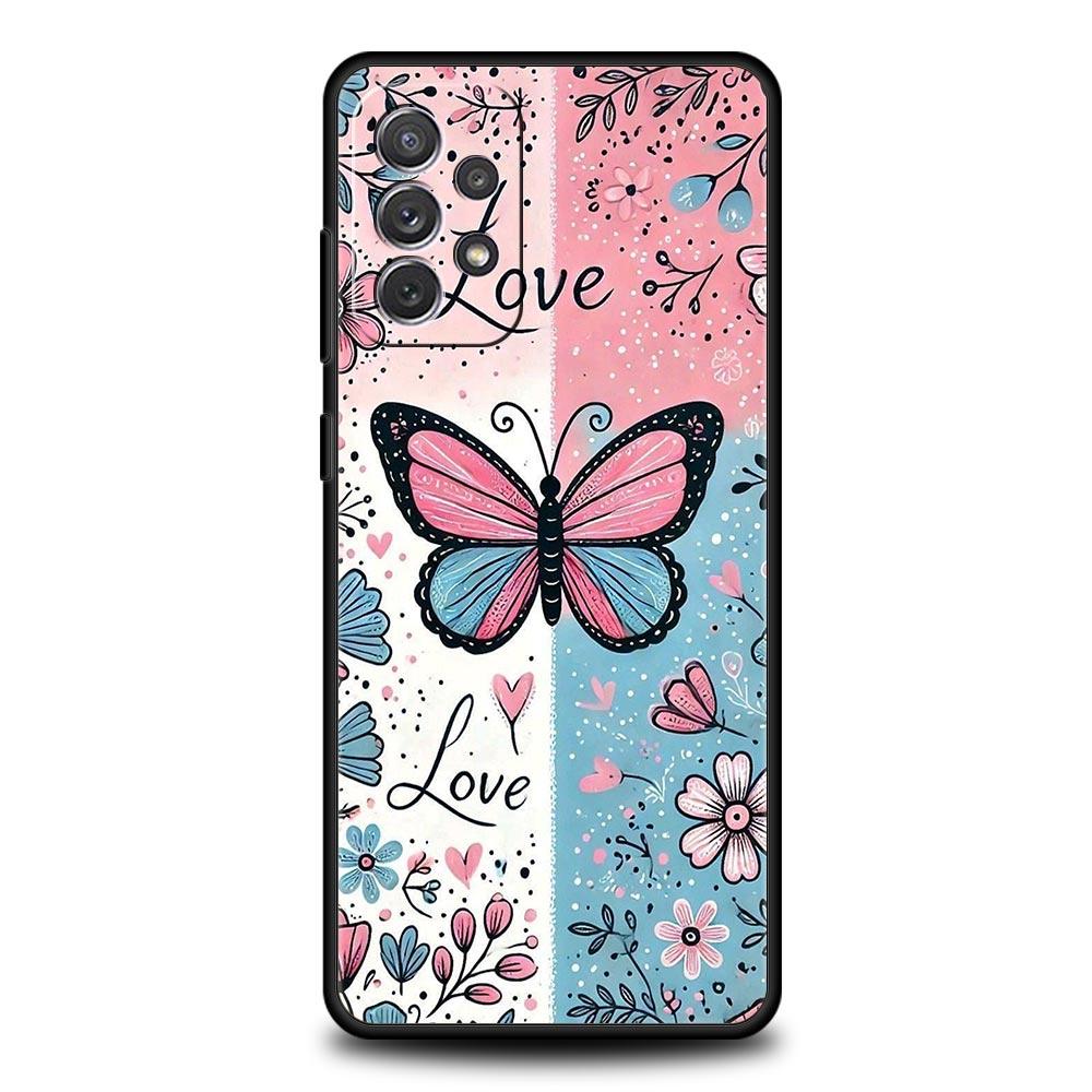 Fashionable Butterfly Flower Phone Case for Samsung Galaxy A55 A35 A17 A07 A15 A13 A25 A51 A71 A72 A73 A32 A52 A52S A41 Soft TPU