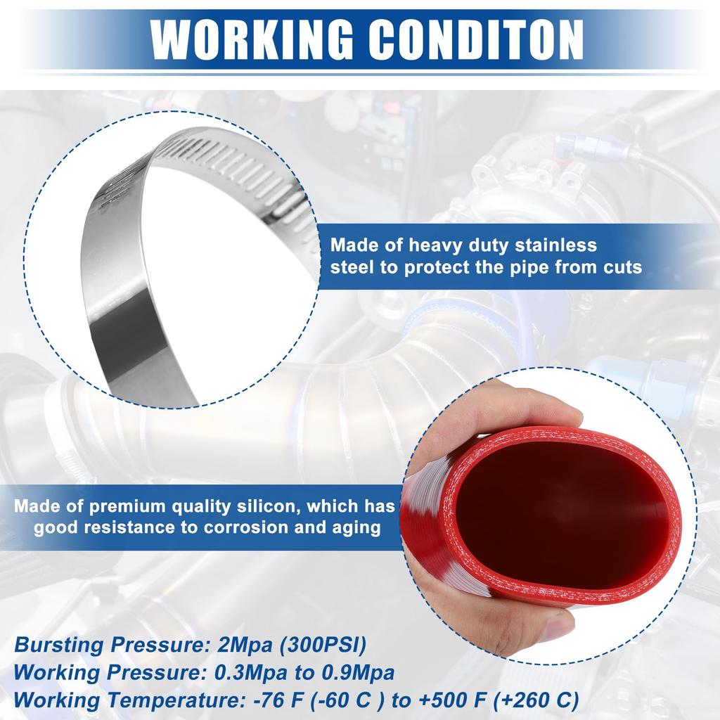 X AUTOHAUX Car Elbow Reducer Silicone Hose Coupler Intercooler Tube Intake Piping 45 Degree